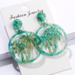 Creative summer coconut acetate plate round earrings