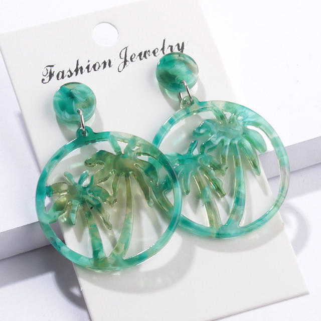 Creative summer coconut acetate plate round earrings