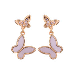 Acrylic butterfly diamond drop earrings clip on earrings