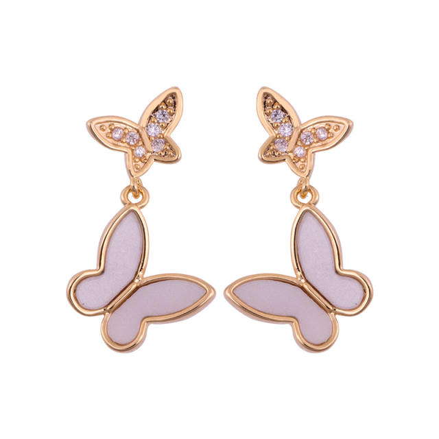 Acrylic butterfly diamond drop earrings clip on earrings