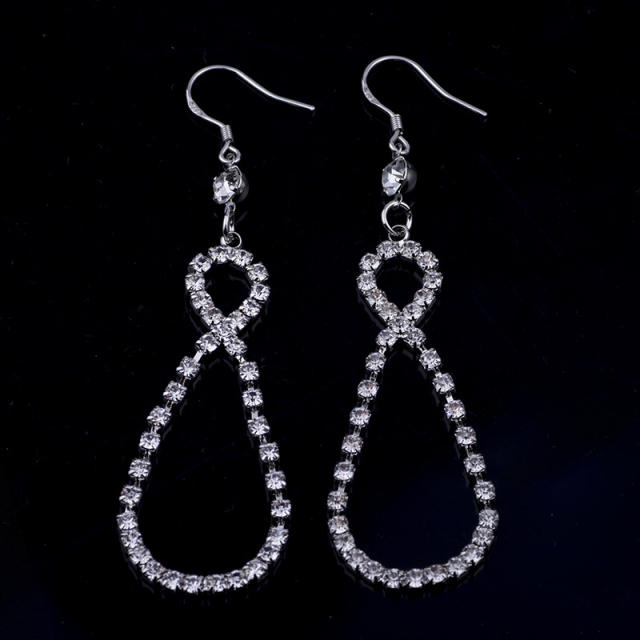 Diamond infinity dangle earrings clip on earrings
