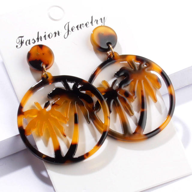 Creative summer coconut acetate plate round earrings