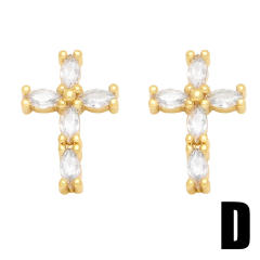 Rainbow cubic zircon unique concise ear studs