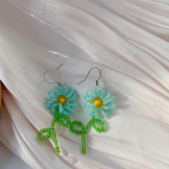 2022 korean fashion summer beaded flower dangle earrings