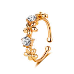 Diamond flower ear cuff