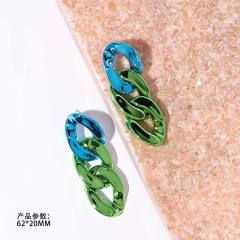 INS personalized electroplated UV acrylic chain earrings
