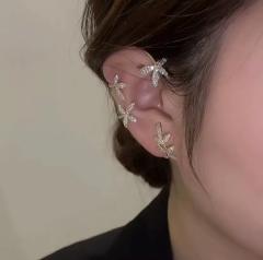 Rhinestone leaf design ear wrap
