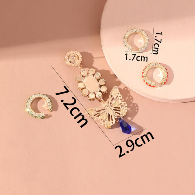 4pcs ear cuff cubic zircon color butterfly earrings set