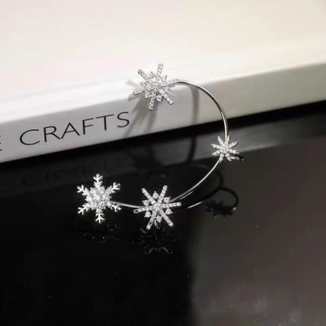 Diamond snowflake wrap cartilage earrings