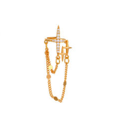 Diamond cross tassel ear cuff