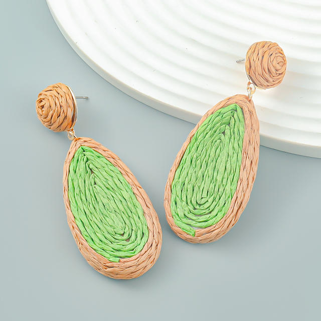 Natural summer straw drop earrings