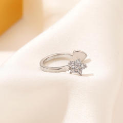 Tiny diamond flower ear cuff
