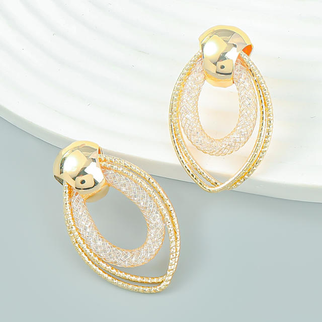 INS geometric oval shape ear studs