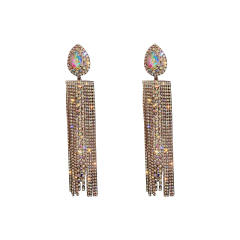 925 needle pave setting rhinestong tassel earrings for women