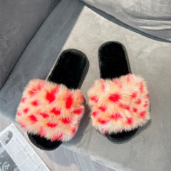 Color polka dots fluffy slippers