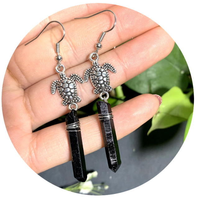 Boho cute turtle crystal dangle earrings