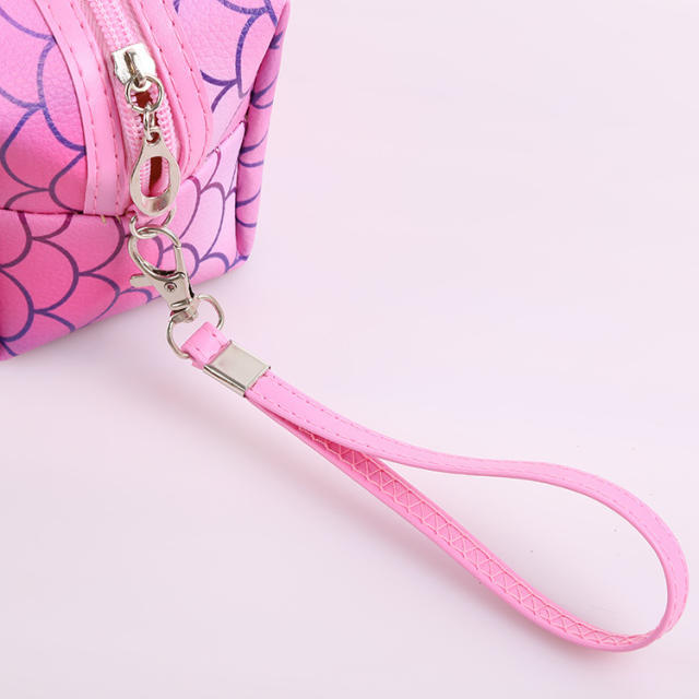 PU leather cosmetic bag colorful scale pattern