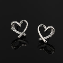 Diamond heart clip on earrings