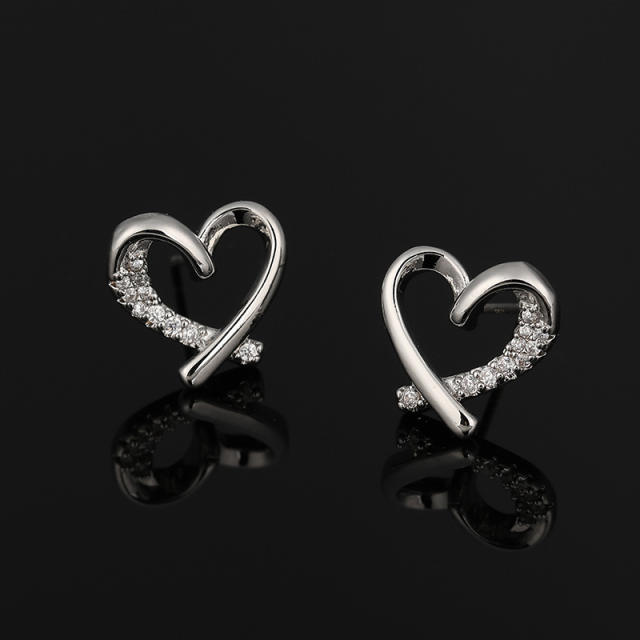 Diamond heart clip on earrings