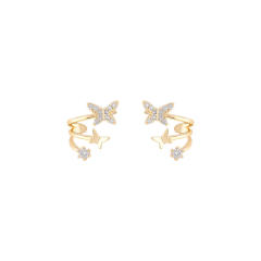 Cubic zirconia diamond butterfly ear cuff