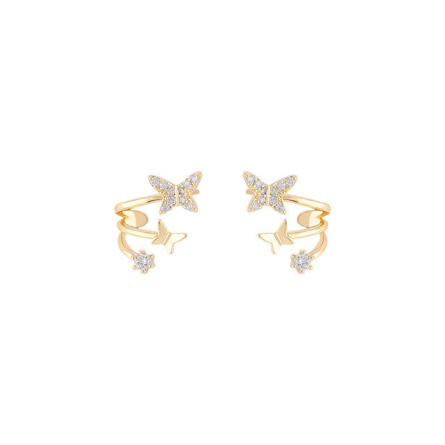 Cubic zirconia diamond butterfly ear cuff