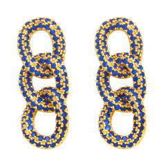 Full of color cubic zircon chain earrings
