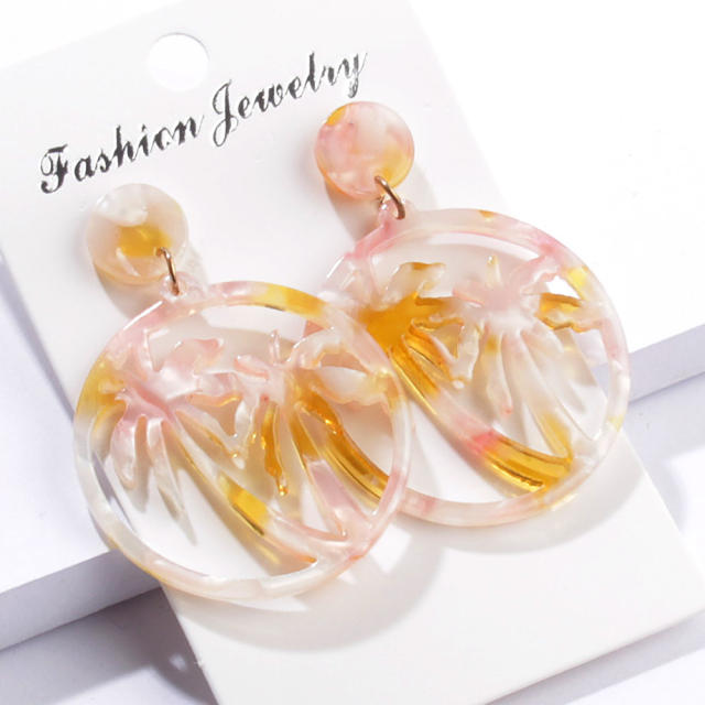 Creative summer coconut acetate plate round earrings