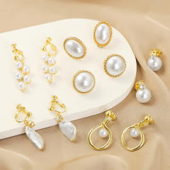 Baroque pearl clip on earrings