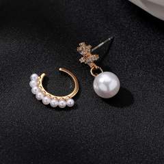 Pearl drop earrings ear cuff set
