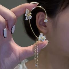 Tiktok cubic zircon butterfly tassel ear wrap