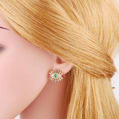 Pave setting cubic zircon evil eye shaped ear studs
