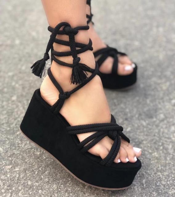 Wedge strappy sandals