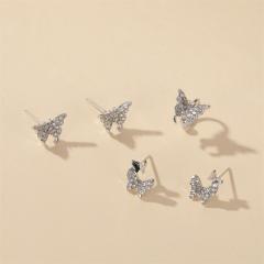 Diamond butterfly ear cuff ear studs