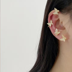 Rhinestone shiny butterfly ear wrap