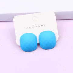 Concise candy color square shape ear match ear studs