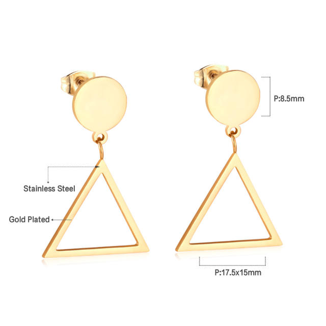 Stainless steel geometric square ring dangle earrings