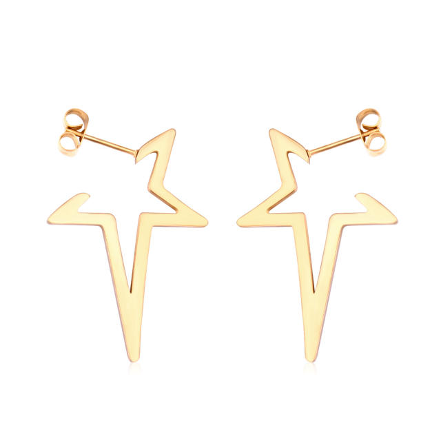 Stainless steel geometric square ring dangle earrings