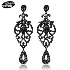 Vintage hollow design all black dangle earrings for women
