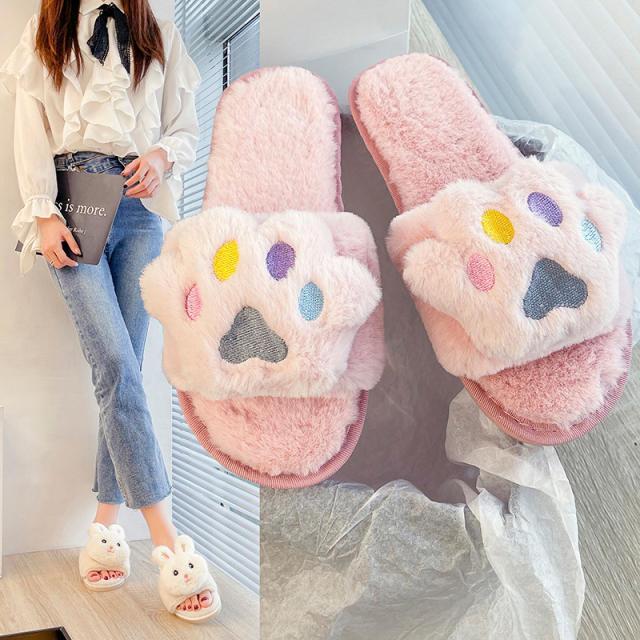 Cartoon fluffy slippers