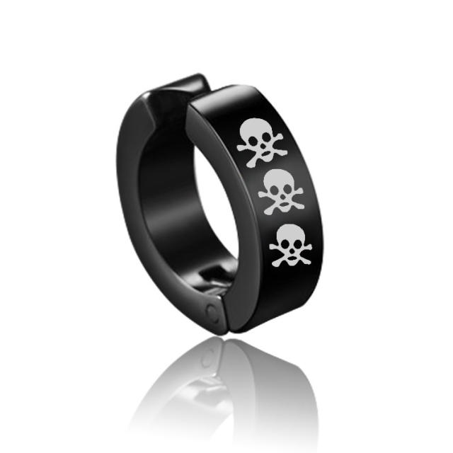 Black punk titanium steel ear clip