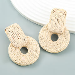 INS summer straw colorful earrings