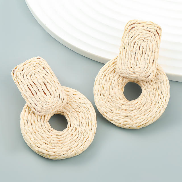 INS summer straw colorful earrings