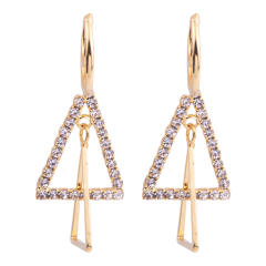 Diamond triangle dangle earrings clip on earrings