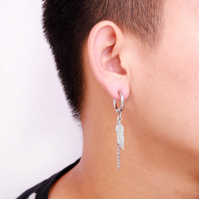 Pierced titanium tassel earrings