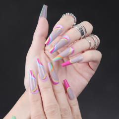 INS contrast color false nails for women