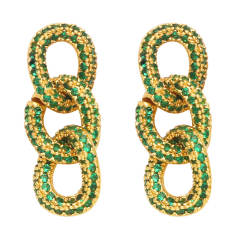 Full of color cubic zircon chain earrings