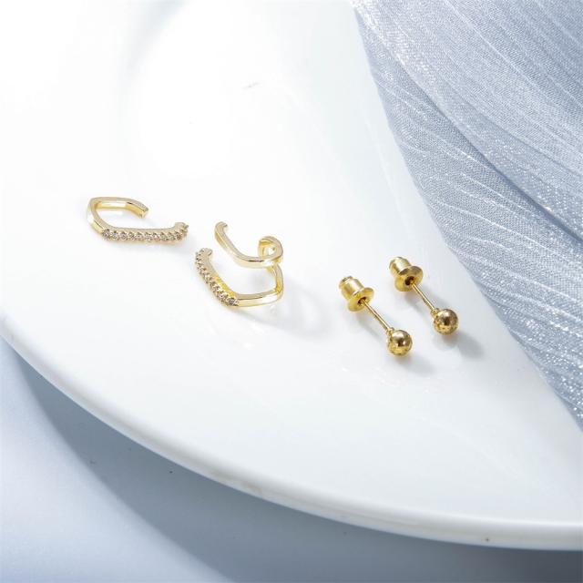 Diamond geometry ear cuff set