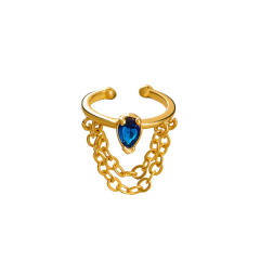 Metal chain drop CZ ear cuff