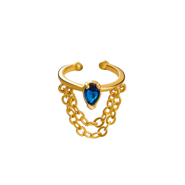 Metal chain drop CZ ear cuff