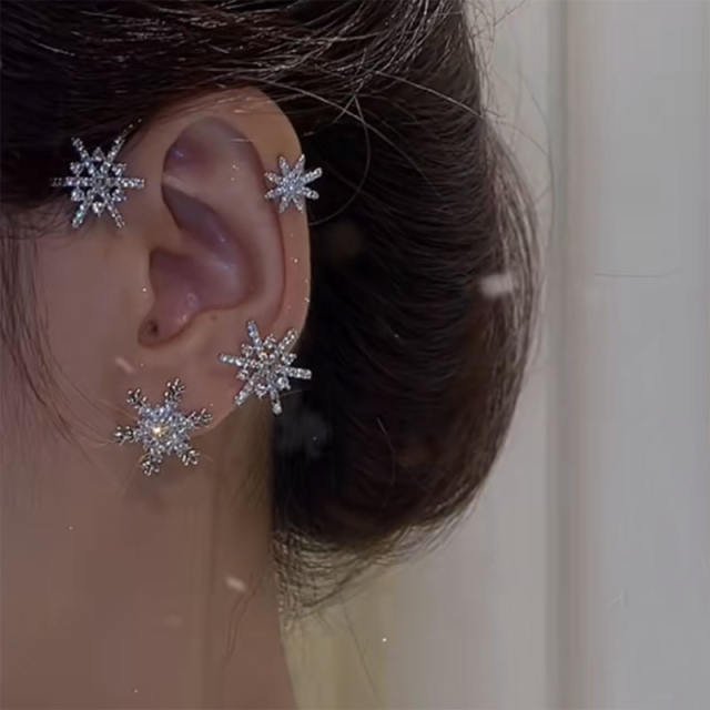 Diamond snowflake wrap cartilage earrings